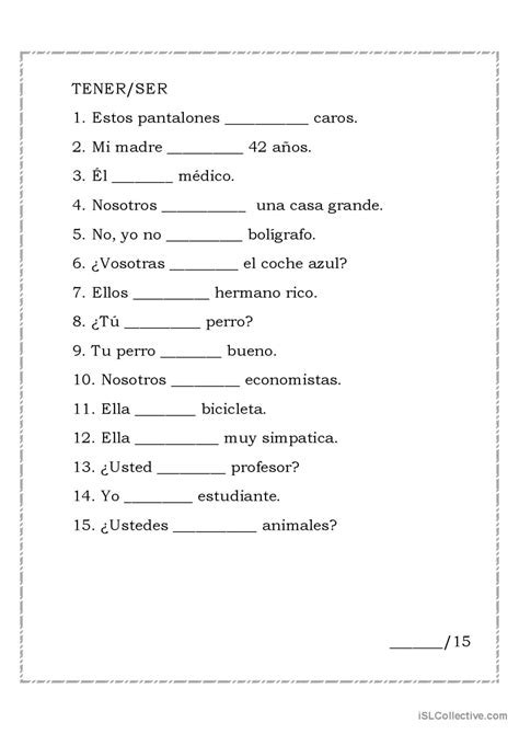 Hoja De Trabajo De Ser O Estar: Respuestas
