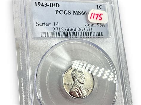 Lot - 1943-D/D Double-Mint Mark U.S. Lincoln Steel One-Cent Coin in Slab