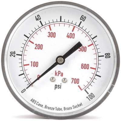 921491-2 Pressure Gauge, 0 to 100 PSI, 0 to 700 kPa Range, 1/4", MNPT ...