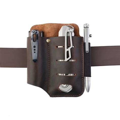VIPERADE PJ15 EDC Leather Sheath, Flashlight Holster/Pocket Knife ...