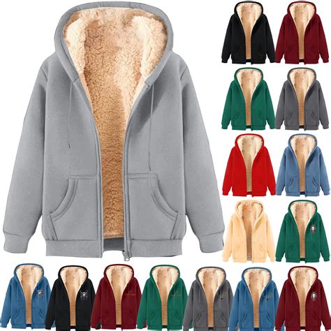 Feancey Fleece Lined Jackets for Women Winter Coats Fashion Zip Up ...