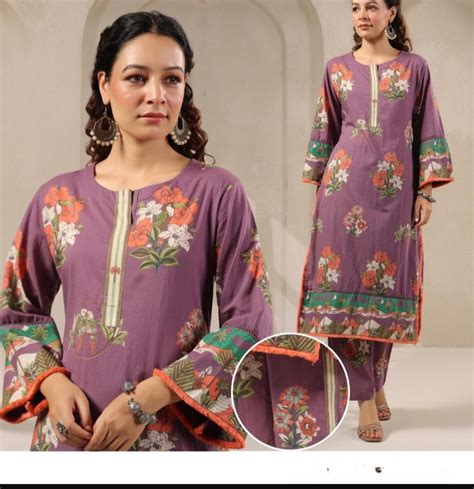 Purple pure cotton two piece cordset (A718) – Attire By Ayaana