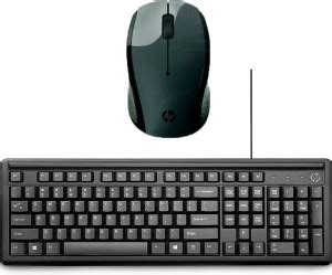 HP Multimedia Wired Keyboard (English)- 100-Black-Wireless Mouse-201 ...