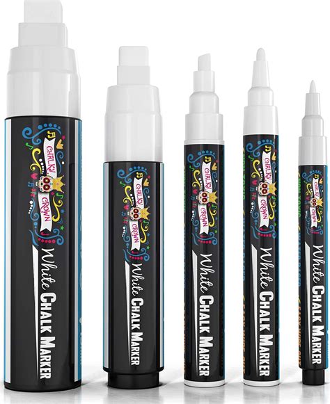 CHALKY CROWN 5pc White Chalk Markers - Non-Toxic Liquid Chalkboard ...