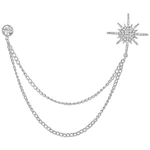 Buy Brooch for Men, Silver Octagonal Star Chain Lapel Pin, Formal Suit ...
