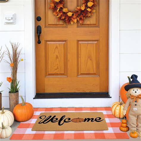 Amazon.com: 2 Pcs Fall Door Mat Combo Set, Coir Welcome Doormat + 43 ...