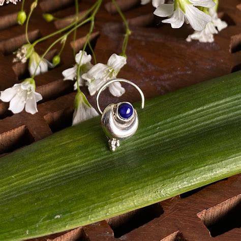 Lapis Crescent Moon Nose Pin – Gypsy Maal