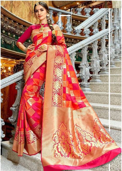 Traditional Red Weaving work Lichi Silk Saree – Rim Zim Fashion