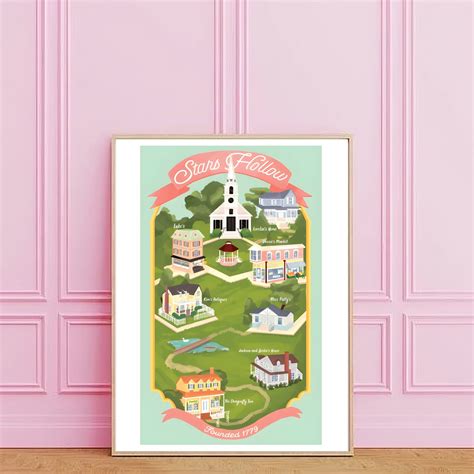 Gilmore Girls Wall Art Print, Stars Hollow Illustration Print, Stars ...