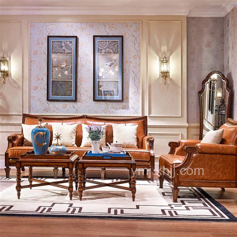 新古典客厅沙发 美式皮沙发29_产品中心_宜美居家具