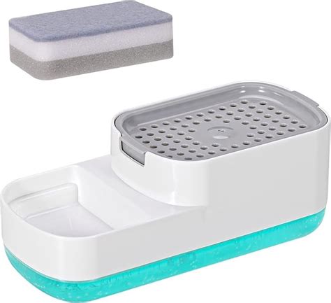 LeoKi 600ml Liquid Dish Soap Dispenser for Kitchen Sink with Sponge 3 ...