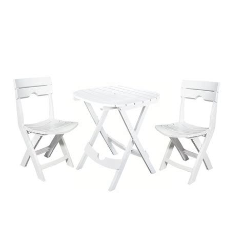 Adams Manufacturing 3-Piece White Bistro Patio Dining Set Resin Round ...
