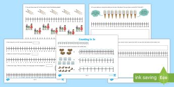 Counting Counting in 3s Teaching Resources - Numbers Counting Prim