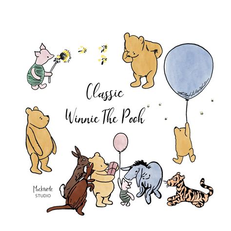 Winnie the Pooh Clipart Classic Pooh Clipart Piglet 5 Images 300dpi PNG ...