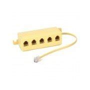 1-to-5 RJ11 Male to Female Telephone Line Splitter - Beige + White ...