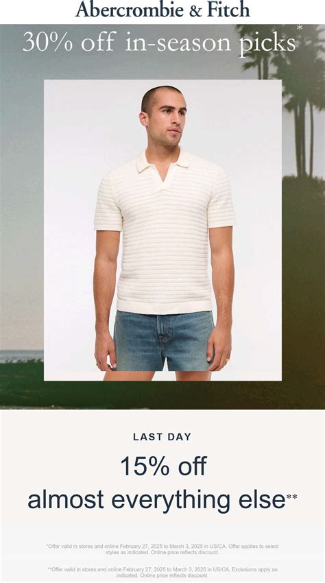 30% off Spring & more today at Abercrombie & Fitch | Abercrombie ...
