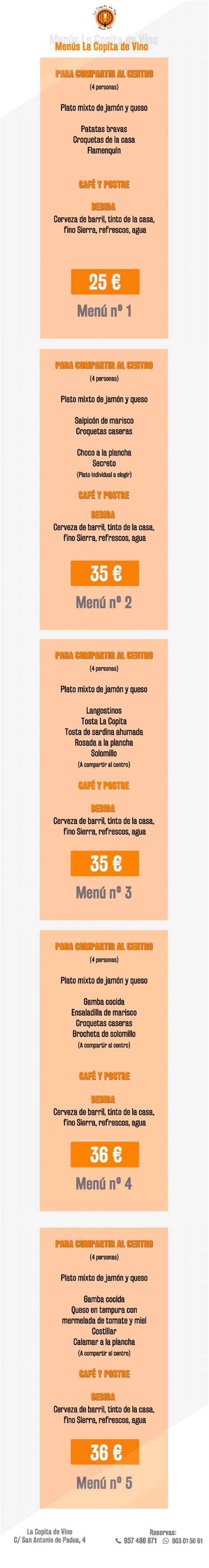 Nuestros menús especiales | La copita de vino