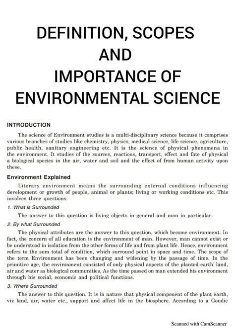 SOLUTION: Definitions scopes and importance of environmental science - Studypool