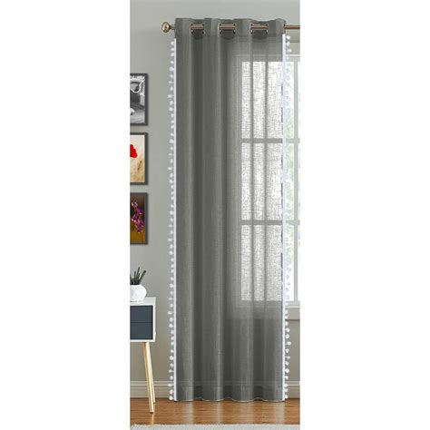 Buy HOMEMONDE Border Pom Pom Sheer Curtain - Window Transparent Living ...