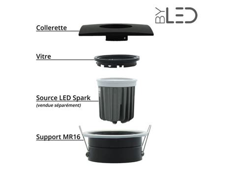 Spot LED encastrable à collerette ronde convexe SPLIT - Nickel satiné ...