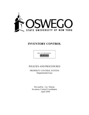 Fillable Online oswego Inventory Control Policies and Procedures Manual ...