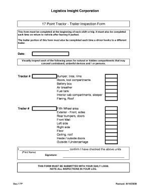 17 Point Tractor - Trailer Inspection Form - Blank Fillable Template ...