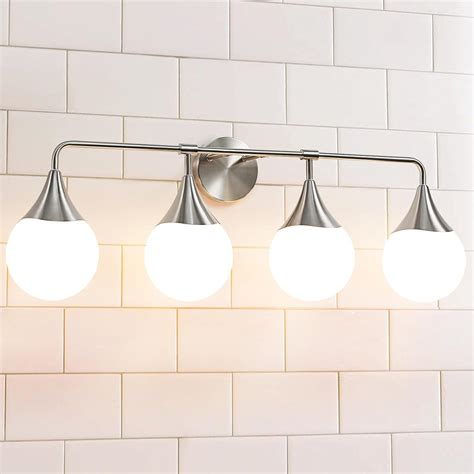 HAHZT Bathroom Vanity Light Fixtures: 4 Lights Mid Century Modern ...