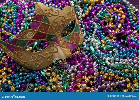 Mardi Gras Mask and Beads stock photo. Image of copy, beads - 8207990