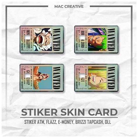 HOLOGRAM ONE PIECE WANTED SKIN CARDS, ONE PIECE WANTED CARD STICKERS, FOR EMONEY ATM CARDS ETC ...