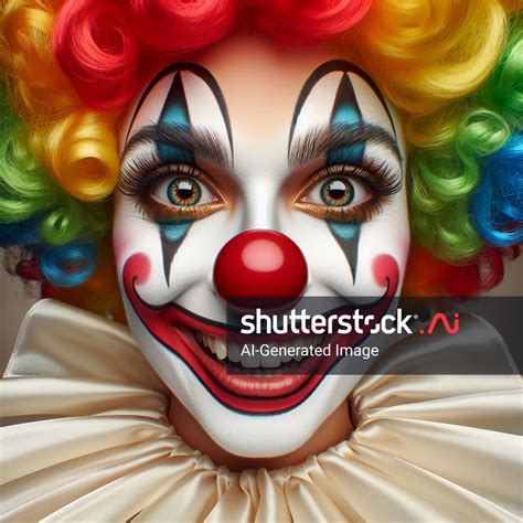 Head Smiling Clown White Face Paint AI-generated image 2432819725 ...