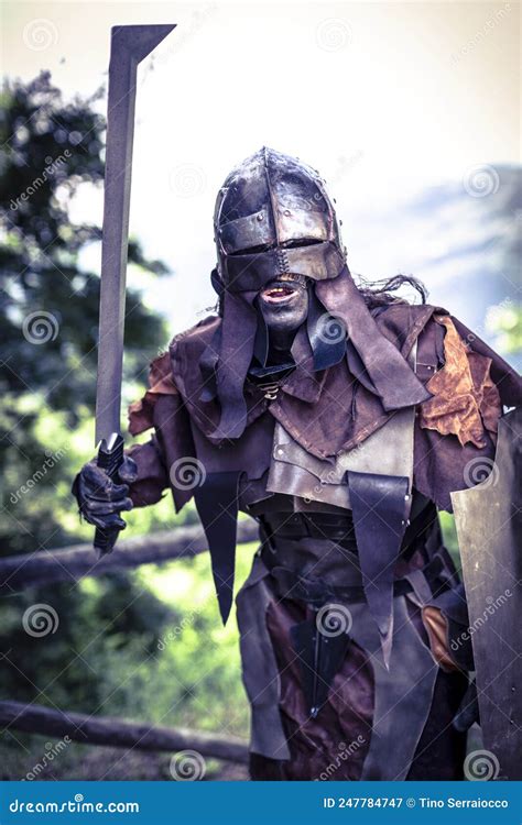 Lucca, Italy - 2018 10 31 : Uruk-hai Warrior with Helmet and Sword from ...