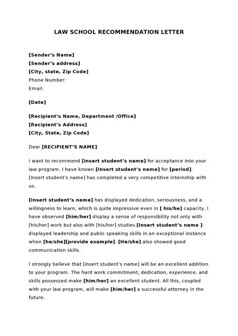 40 Law School Letter of Recommendation Samples [BEST Only]