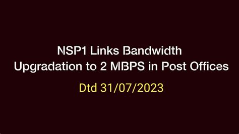 NSP1 Links Bandwidth Upgradation to minimum 2 Mbps (MPLS/VPNoBB) in DOP ...