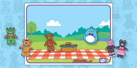 Ten Ready Teddies Stick Puppets and Small World Background