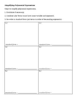 Image result for Simplifying Polynomial Expressions Example