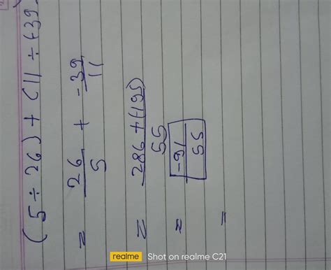 (5/26)+(11/-39). simplify - Brainly.in