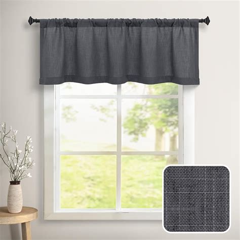 Amazon.com: DANCURTON Dark Grey Linen Window Valance for Kitchen 3 Inch ...