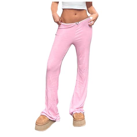 VBARHMQRT Navy Blue Pants for Women New Lace Small Flowers Rolled ...