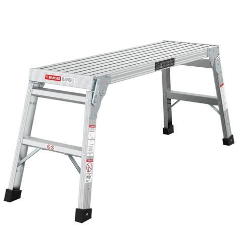 Work Platform Step Ladder Heavy Duty Aluminum Platform 330 LBS Capacity ...