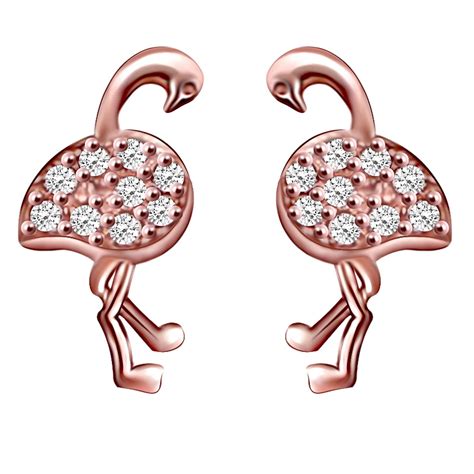GIVA 925 Silver Rose Gold Plated Flamingo Studs with Zircon | Gifts for ...