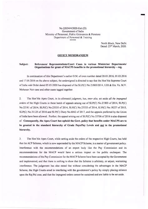 Guidelines for grant of MACPs benefits in the promotional hierarchy ...