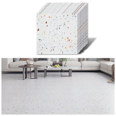 Veelike White Granite Floor Tiles Self Adhesive Vinyl Flooring Marble ...