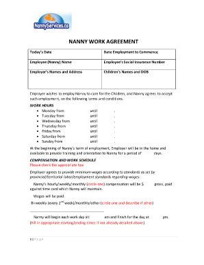 Nanny Application - Fill and Sign Printable Template Online