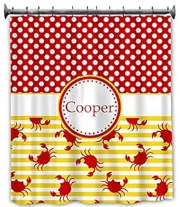 aBaby Custom Personalized Shower Curtain, Crabs Yellow, Name Cooper ...