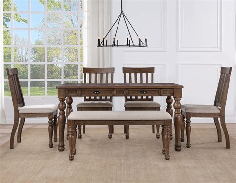 Joanna 6-Piece Dining Set, Brown - Steve Silver Company