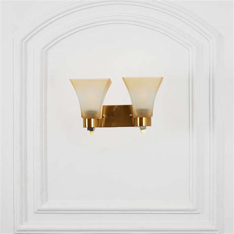 SUTTON 2 Light Wall Fitting In Brass And Black Finish Metal With White ...