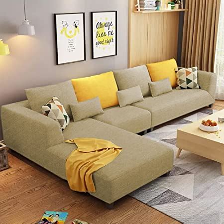 BRAXTON Syriana LHS 5 Seater L Shape Sofa Set for Living Room (Beige ...