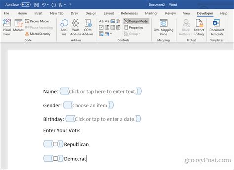Image result for Create Form in Word with Fillable Boxes