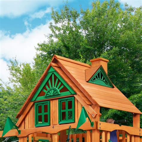 Buy Frontier Treehouse Wooden Outdoor Playset with Tire Swing, Rock ...