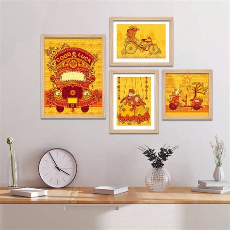 Transportation of India in Indian Art Style Wall Frame Set of Four ...